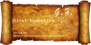 Girst Hippolita névjegykártya